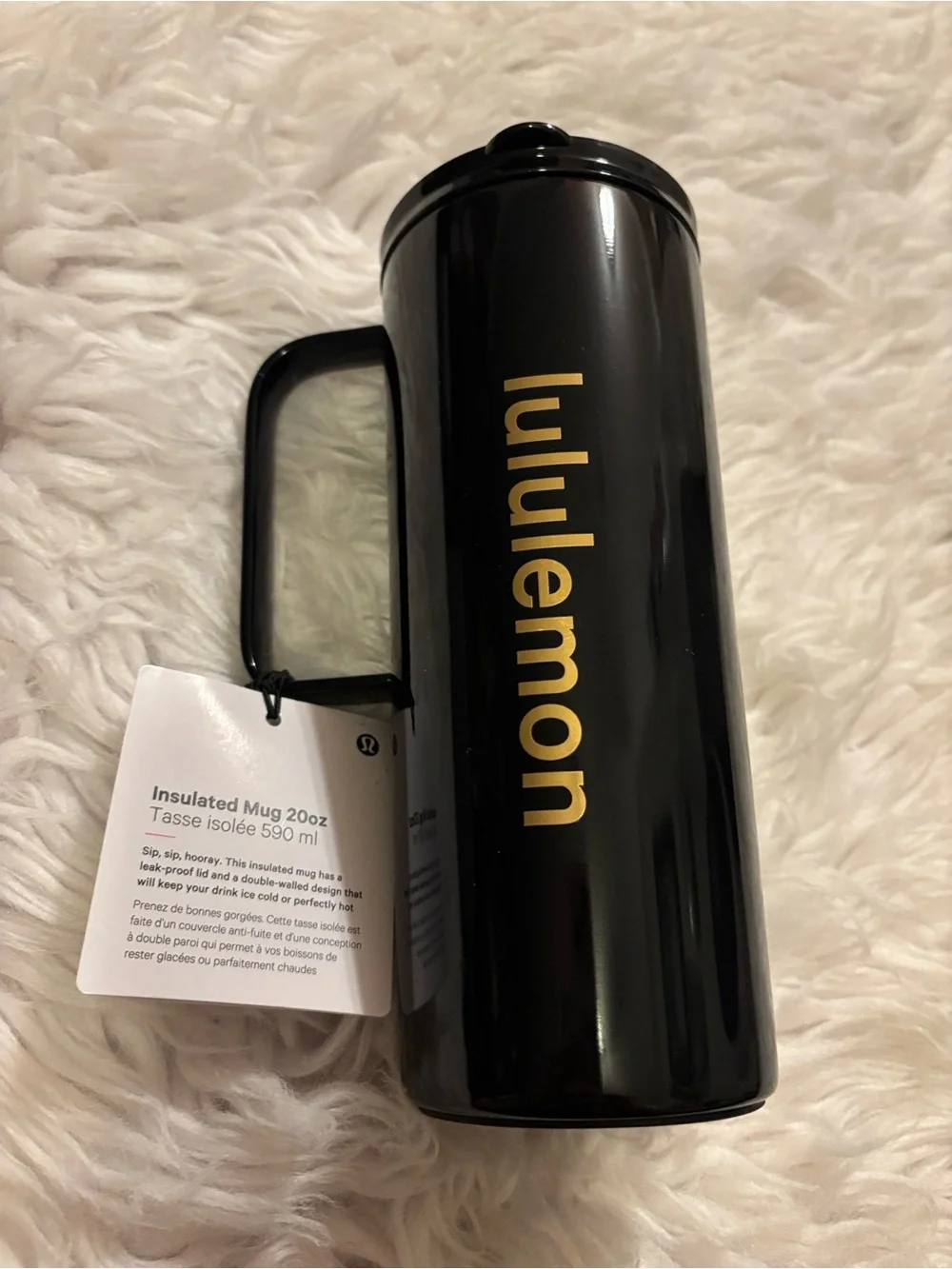 Lululemon Black & Gold Insulated Travel Mug 20oz
